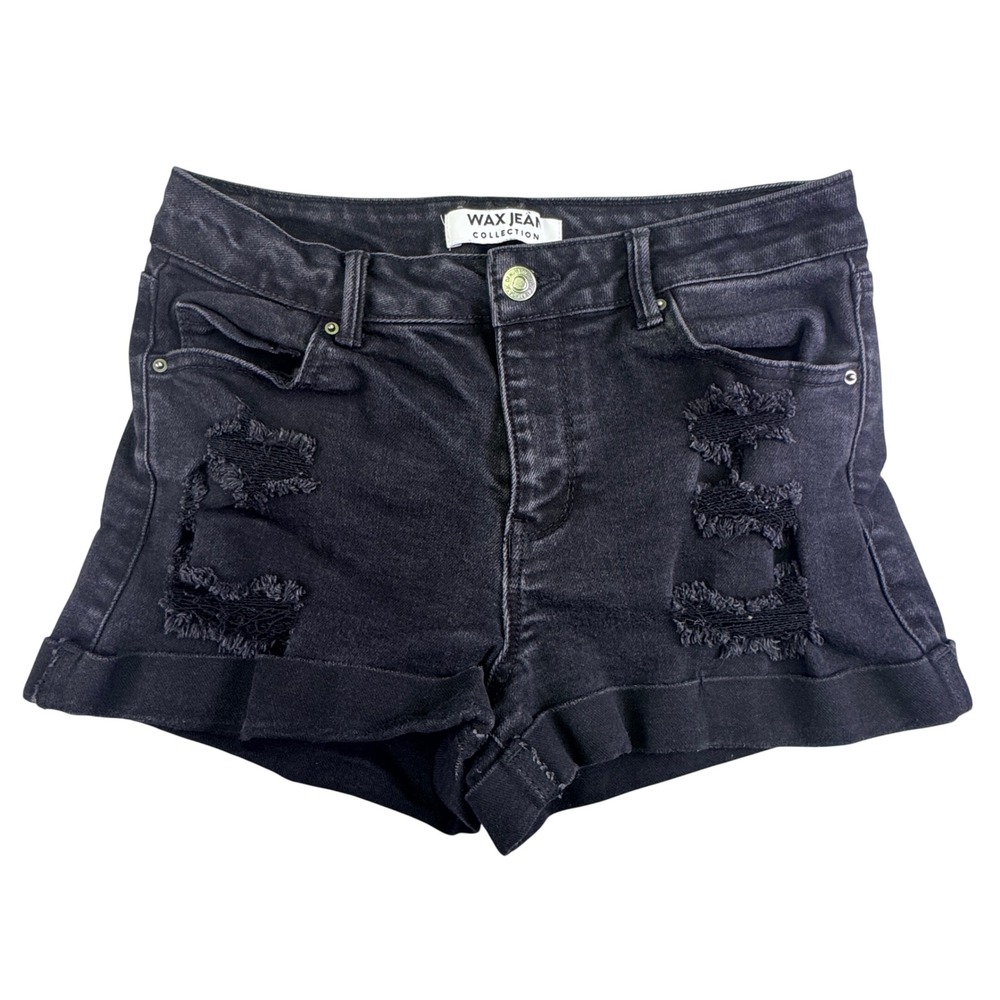 Wax Jean Collection Shorts Women's Medium Black Distressed Denim Streetwear